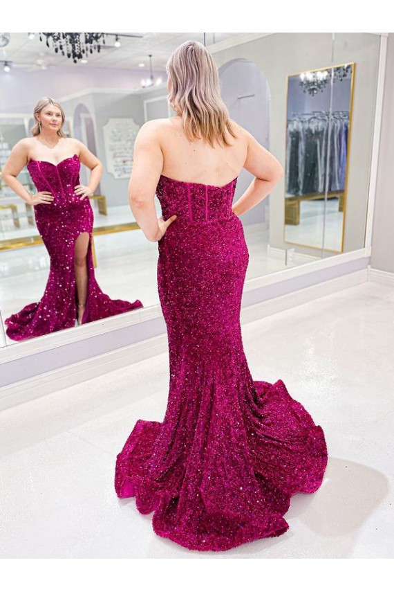 Sleeveless Sweetheart Velvet Sequin Sheath Evening Dress Online