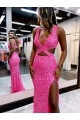 Sleeveless V-Neck Velvet Sequin Sheath Long Evening Dress Online