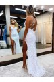 Sleeveless V-Neck Velvet Sequin Sheath Evening Gowns Online