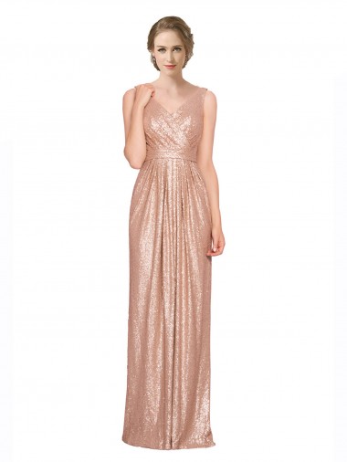 Sleeveless V-Neck Sequin Sheath Evening Dress Online