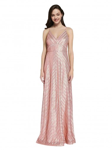 Sleeveless V-Neck Low Back Sequin Sheath Formal Evening Dress Online