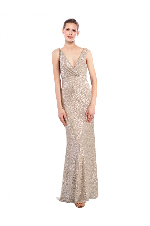 Sleeveless V-Neck Low Back Sparkling Sequin Sheath Formal Evening Dress Online