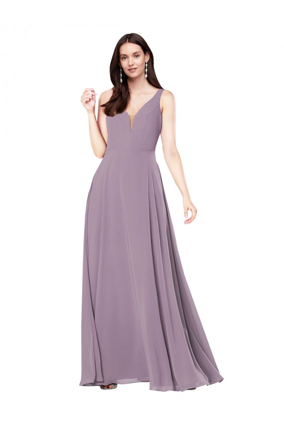 Sleeveless V-Neck Low Back Soft Chiffon Sheath Formal Evening Dress Online