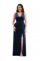 Sleeveless V-Neck Stretch Velvet Sheath Plus Size Formal Evening Dress Online