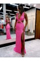 Sleeveless V-Neck Velvet Sequin Sheath Long Evening Dress Online