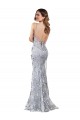 Sleeveless Silver V-Neck Backless Stretch Crepe & Sequin Tulle Mermaid Formal Evening Dress Online