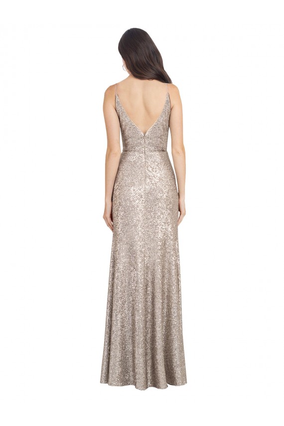 Sleeveless V-Neck V-Back Sparkling Sequin Sheath Formal Evening Dress Online