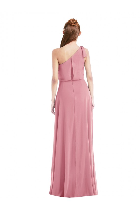 Sleeveless Skin Pink One Shoulder Soft Chiffon A-Line Semi Formal Evening Dress Online