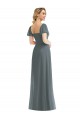 Puff Sleeves Square Neck Soft Chiffon A-Line Semi Formal Evening Dress Online