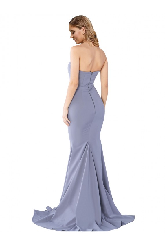 Sleeveless Smoke Blue Sweetheart Low Back Stretch Crepe Mermaid Formal Evening Dress Online
