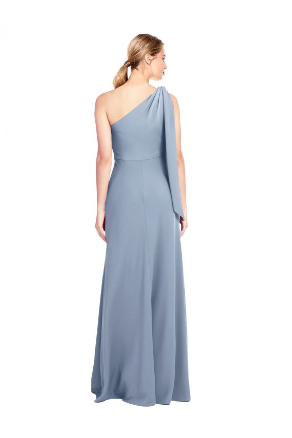 Flutter Sleeves One Shoulder Stretch Crepe Sheath Formal Dress Online