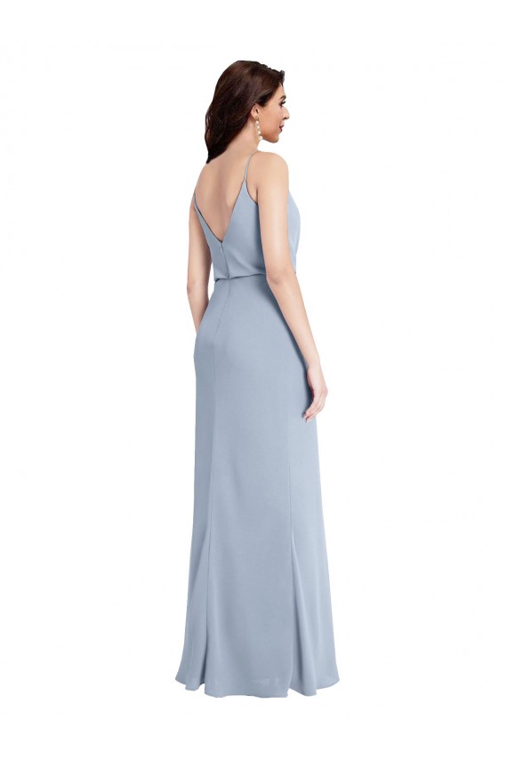 Sleeveless Spaghetti Straps V-Back Stretch Crepe Sheath Formal Evening Dress Online