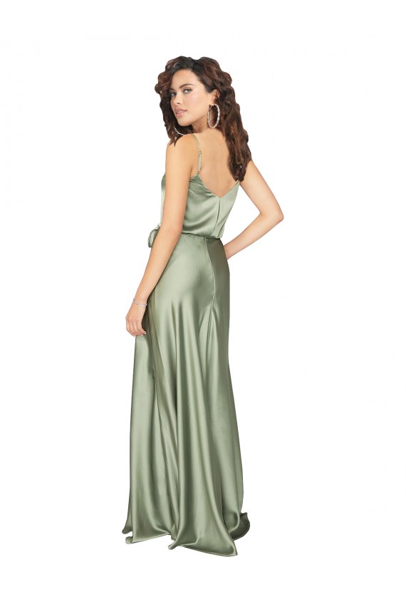 Sleeveless V-Neck V-Back Silky Satin A-Line Formal Evening Dress Online