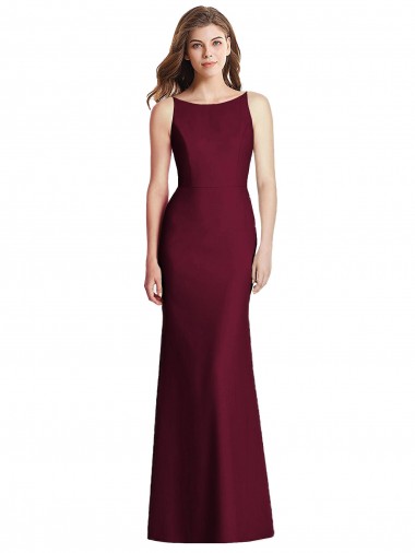 Sleeveless Bateau Neck Open Back Stretch Crepe Trumpet Semi Formal Evening Dress Online