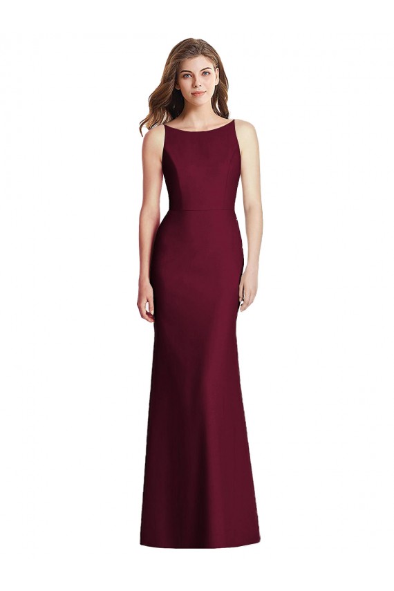 Sleeveless Bateau Neck Open Back Stretch Crepe Trumpet Semi Formal Evening Dress Online