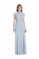 Cap Sleeves Bateau Neck Open Back Stretch Crepe Trumpet Formal Dress Online