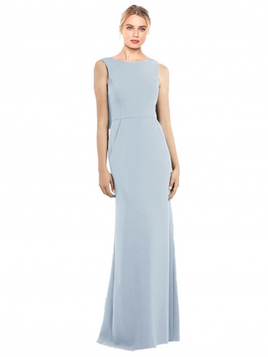 Sleeveless Bateau Neck Low Back Stretch Crepe Trumpet Semi Formal Evening Dress Online
