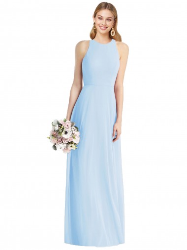Sleeveless Halter Neck Soft Chiffon Trumpet Semi Formal Evening Dress Online
