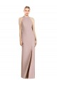 Sleeveless Halter Neck Open Back Stretch Crepe Trumpet Semi Formal Evening Dress Online