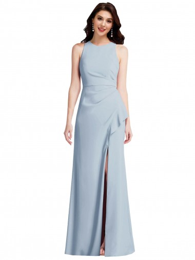 Sleeveless Halter Neck Stretch Crepe Trumpet Formal Dress Online