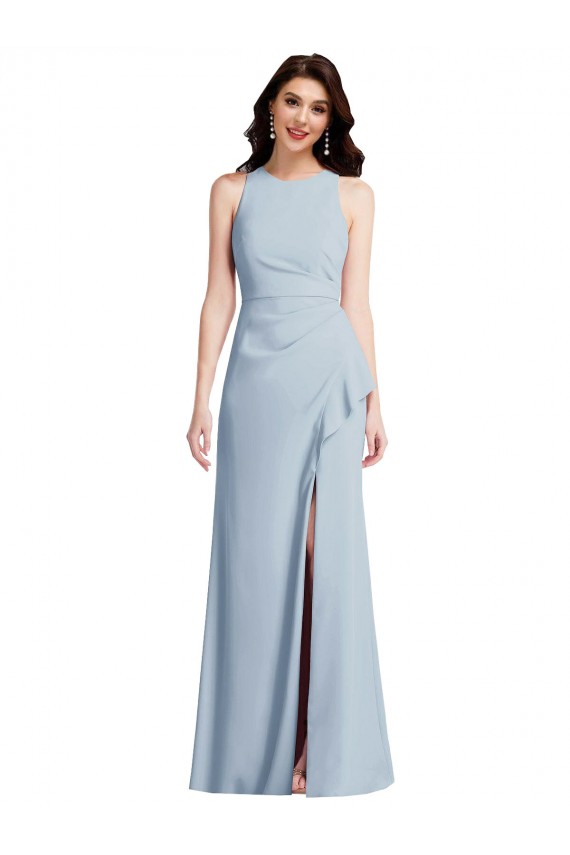 Sleeveless Halter Neck Stretch Crepe Trumpet Formal Dress Online