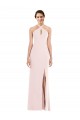 Sleeveless Halter Neck Low Back Stretch Crepe Trumpet Formal Evening Dress Online