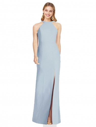 Sleeveless Halter Neck Backless Stretch Crepe Trumpet Formal Evening Dress Online