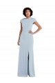 Cap Sleeves Jewel Neck Keyhole Back Stretch Crepe Trumpet Semi Formal Evening Dress Online