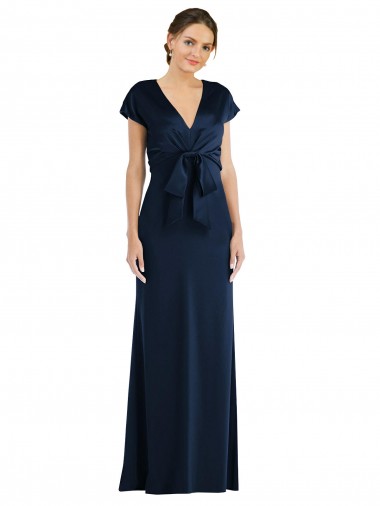 Cap Sleeves Off the Shoulder Keyhole Back Stretch Crepe Trumpet Formal Evening Dress Online