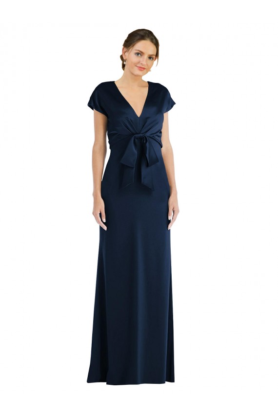 Cap Sleeves Off the Shoulder Keyhole Back Stretch Crepe Trumpet Formal Evening Dress Online