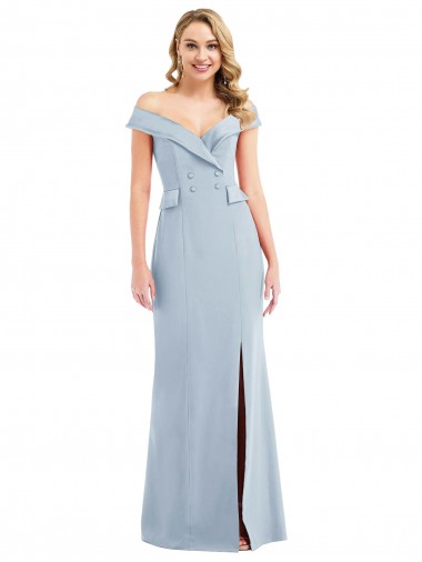 Sleeveless Off the Shoulder Stretch Crepe Trumpet Semi Formal Evening Dress Online