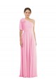 Sleeveless Barely Pink One Shoulder Soft Chiffon Trumpet Semi Formal Evening Dress Online