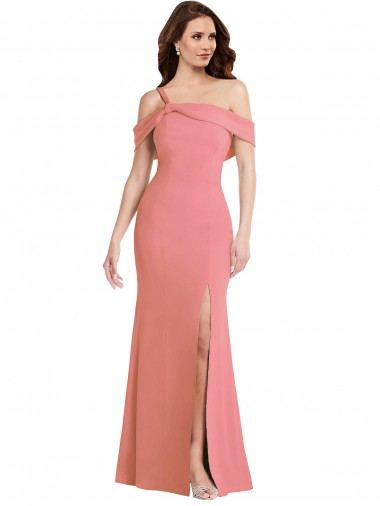 Sleeveless One Shoulder Low Back Stretch Crepe Trumpet Semi Formal Evening Dress Online