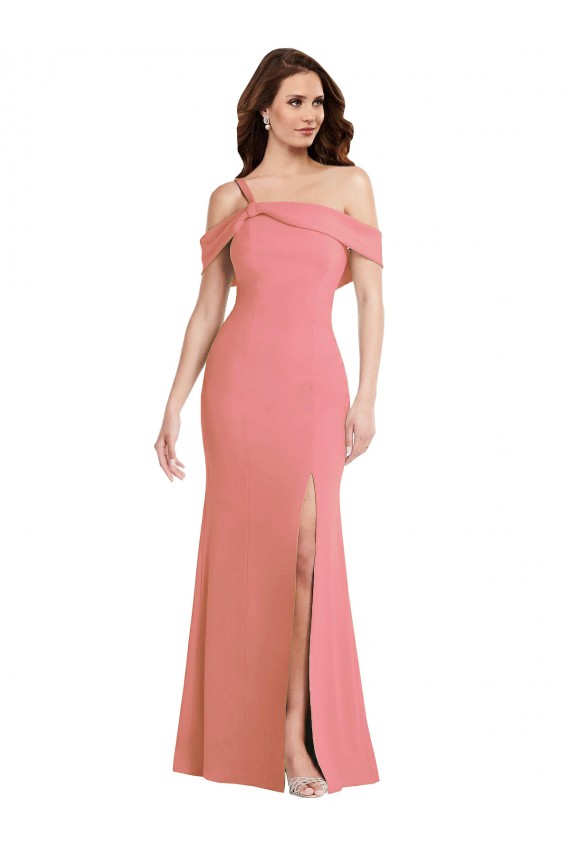 Sleeveless One Shoulder Low Back Stretch Crepe Trumpet Semi Formal Evening Dress Online