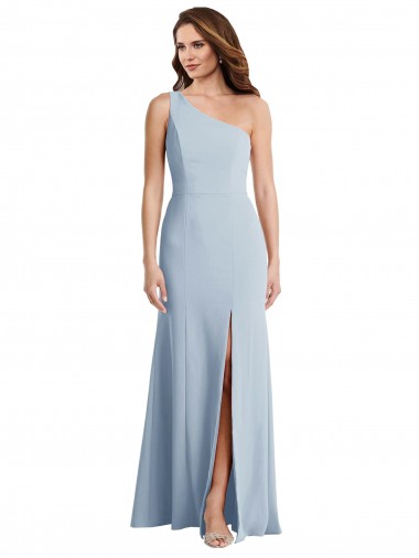 Sleeveless Light Sky Blue One Shoulder Stretch Crepe Trumpet Formal Evening Dress Online