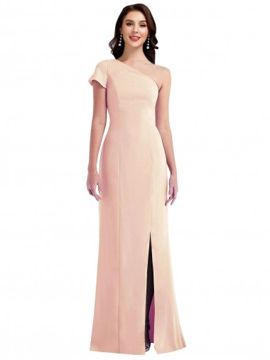 Cap Sleeves One Shoulder Stretch Crepe Trumpet Formal Evening Dress Online