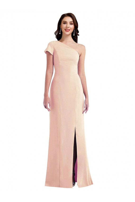 Cap Sleeves One Shoulder Stretch Crepe Trumpet Formal Evening Dress Online
