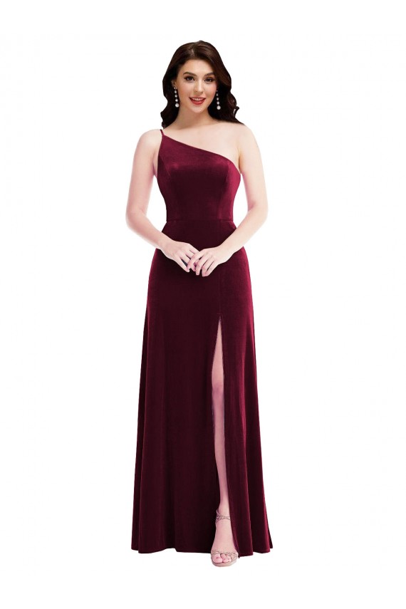Sleeveless One Shoulder Stretch Velvet Trumpet Black Tie Evening Dress Online