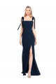 Sleeveless Spaghetti Straps Low Back Stretch Crepe Trumpet Semi Formal Evening Dress Online