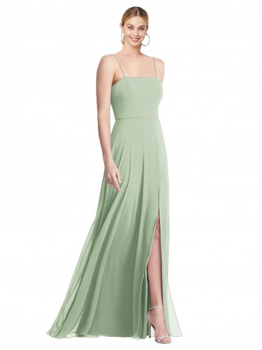 Sleeveless Spaghetti Straps Low Back Soft Chiffon Trumpet Formal Evening Dress Online