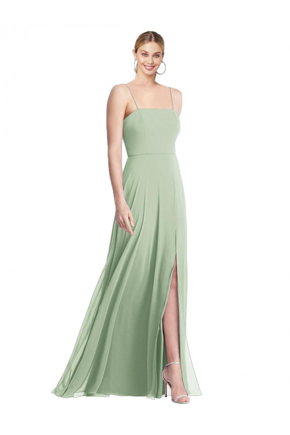 Sleeveless Spaghetti Straps Low Back Soft Chiffon Trumpet Formal Evening Dress Online