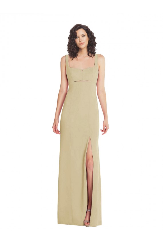 Sleeveless Square Neck Low Back Stretch Crepe Trumpet Formal Evening Dress Online