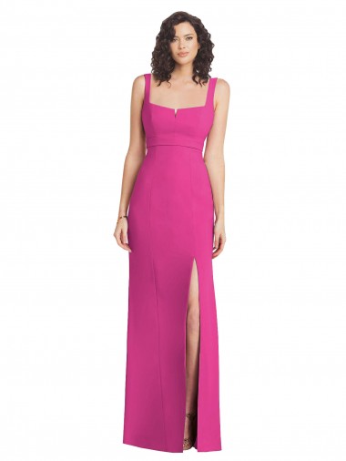 Sleeveless Square Neck Low Back Stretch Crepe Trumpet Semi Formal Evening Dress Online