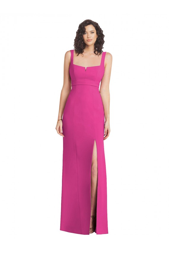 Sleeveless Square Neck Low Back Stretch Crepe Trumpet Semi Formal Evening Dress Online