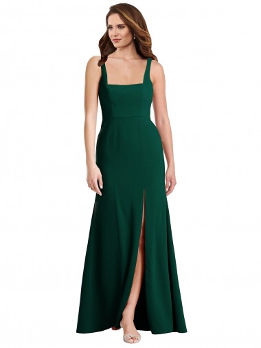 Sleeveless Square Neck Stretch Crepe Trumpet Semi Formal Evening Dress Online