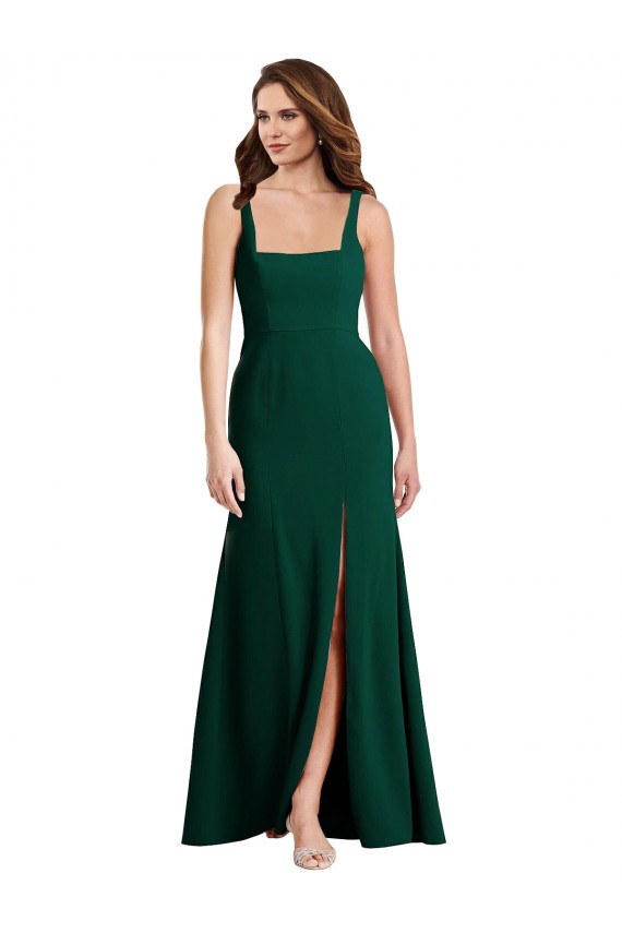 Sleeveless Square Neck Stretch Crepe Trumpet Semi Formal Evening Dress Online