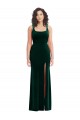 Sleeveless Square Neck Stretch Velvet Trumpet Semi Formal Evening Dress Online