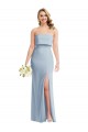 Sleeveless Light Sky Blue Strapless Low Back Stretch Crepe Trumpet Semi Formal Evening Dress Online