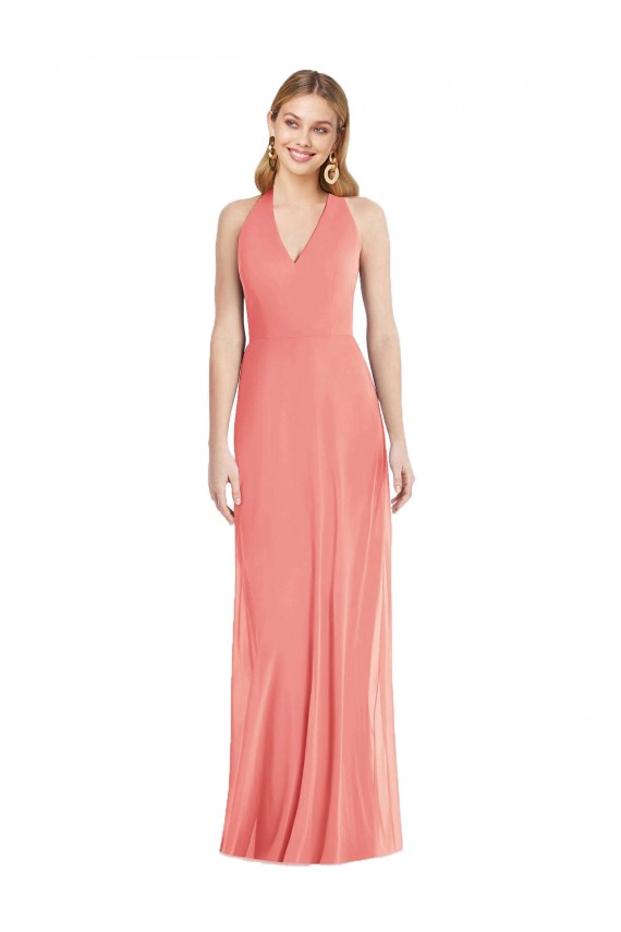 Sleeveless Halter Neck Soft Chiffon Trumpet Formal Evening Dress Online