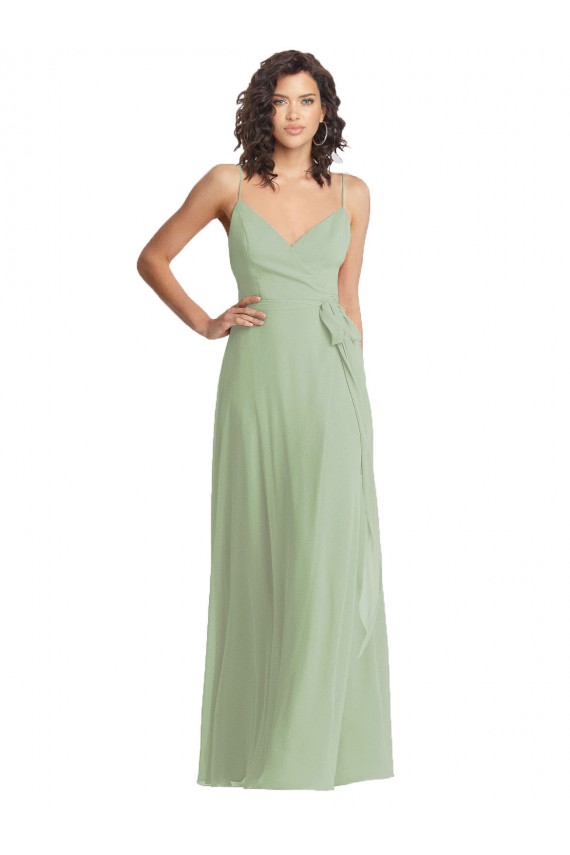Sleeveless Spaghetti Straps Soft Chiffon Trumpet Formal Evening Dress Online